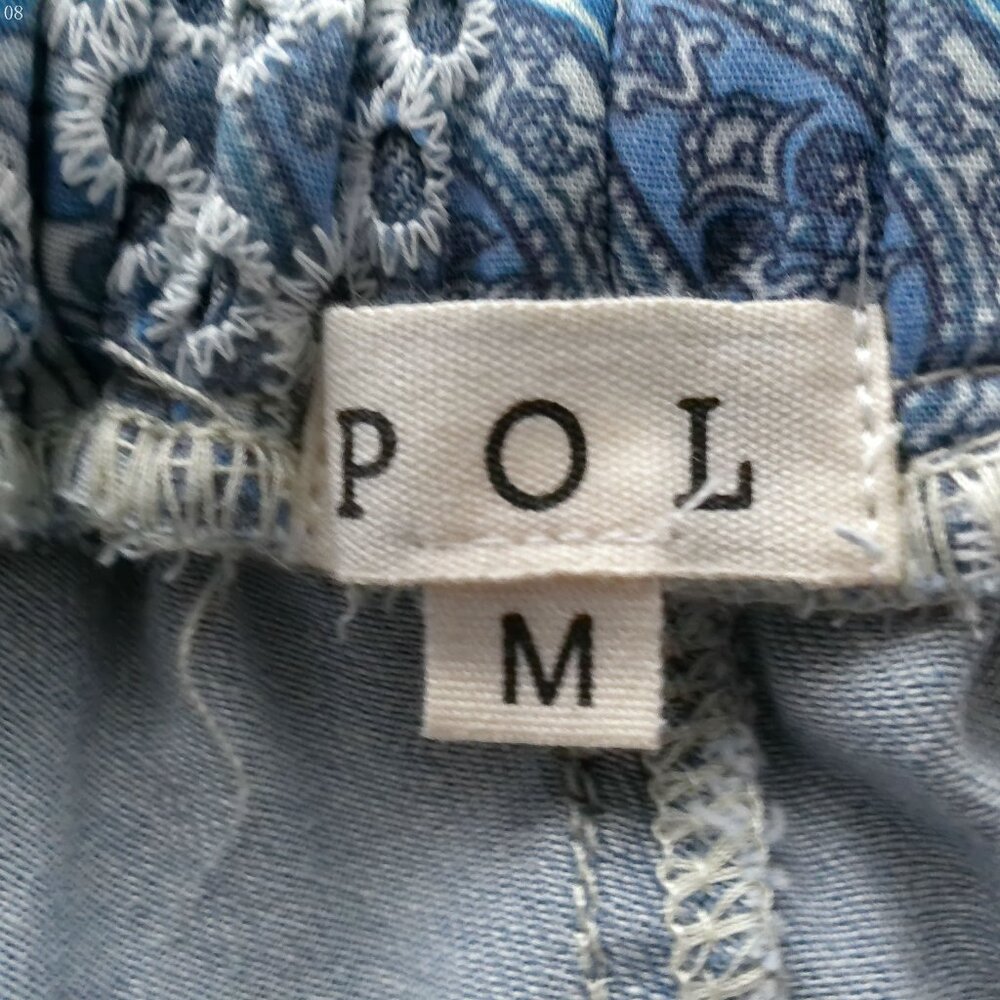 POL NWOT 100% Cotton Patchwork/ Embroidery/ Lace Design on Blue Denim Joggers M - Picture 7 of 11